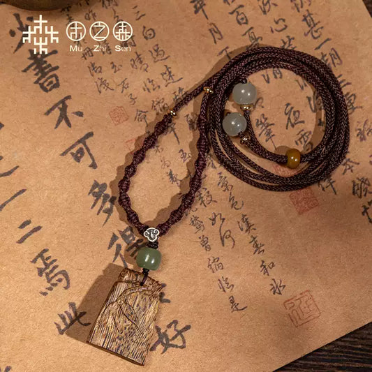 [Rising Step by Step] Vietnamese Hue Agarwood Carved Wood Pendant